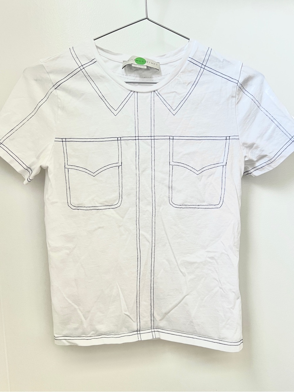Stella McCartney White Short-Sleeve Tee with Contrasting Stitching